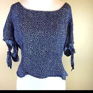 Maeve Anthro Blue Slit Sleeve Triangle Blouse